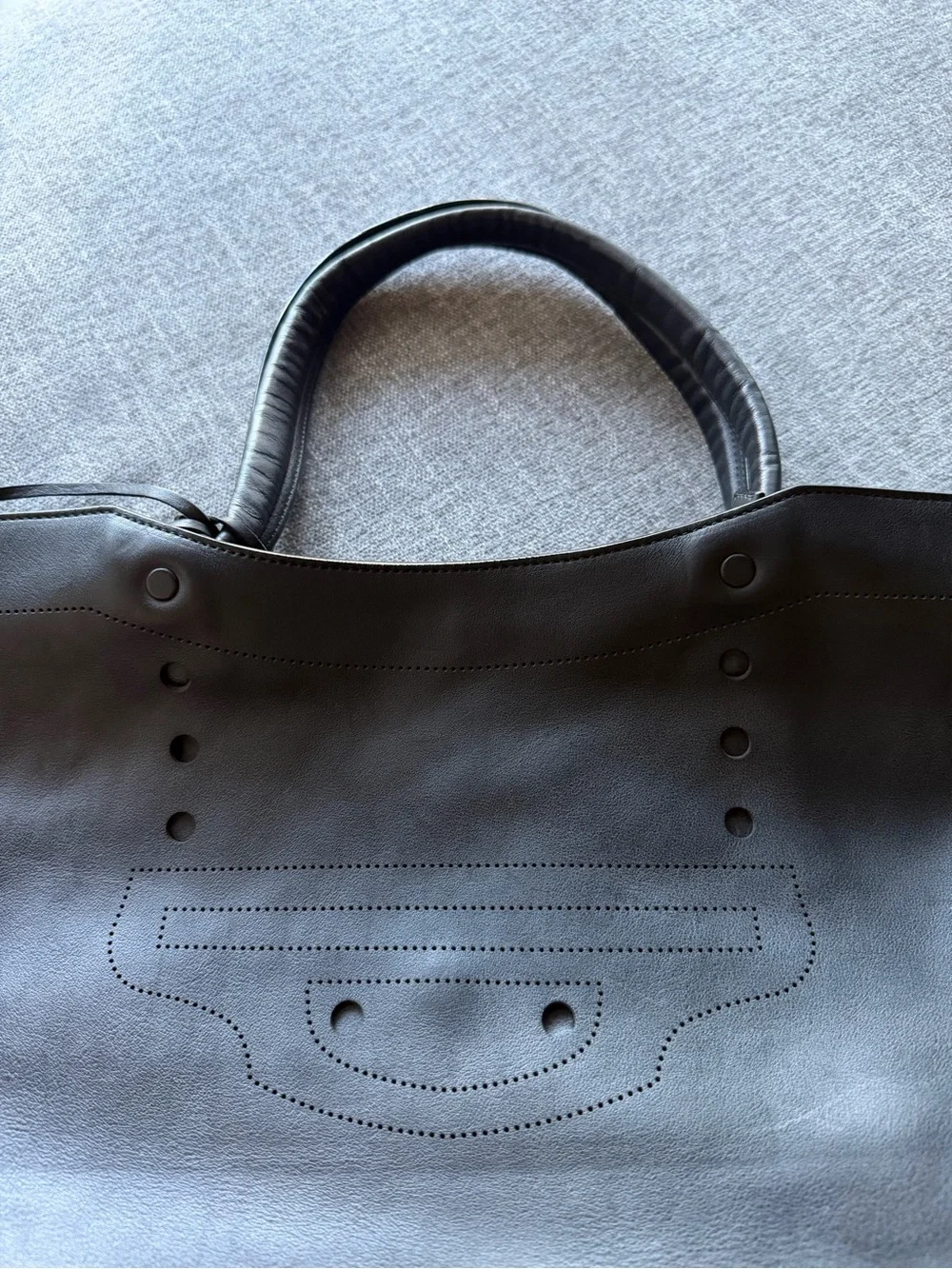 Balenciaga Blackout City XL Smooth Black Leather Large Tote Bag